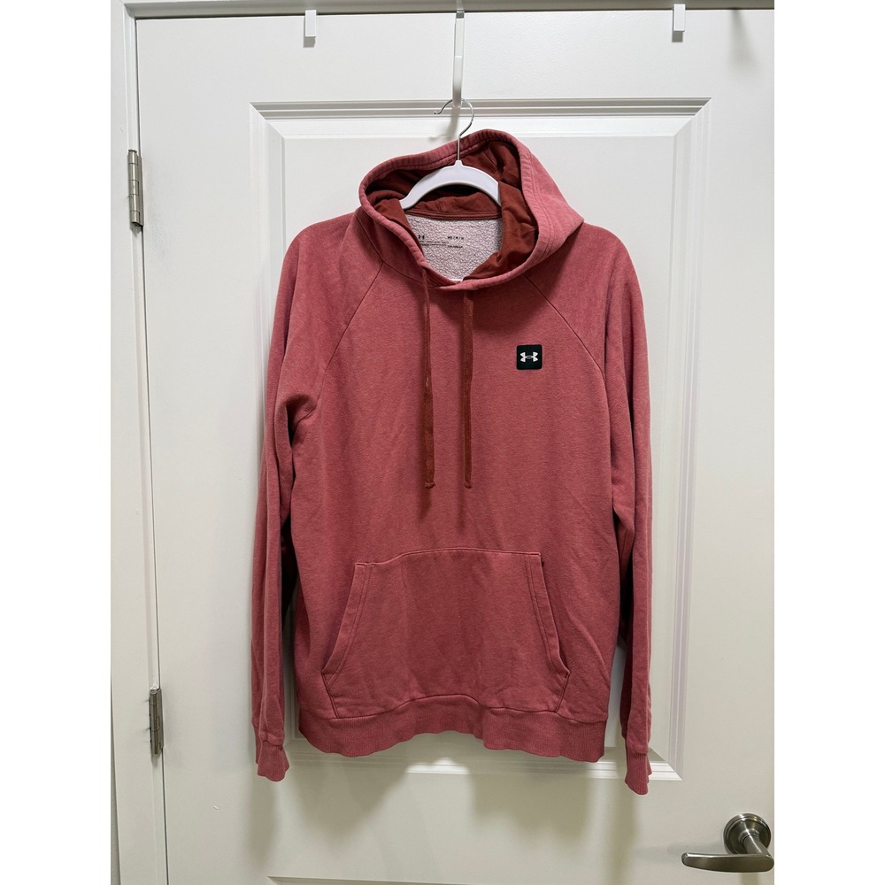 Under Armour ColdGear Rival Fleece Hoodie Mens Medium Red Heathered Pullover